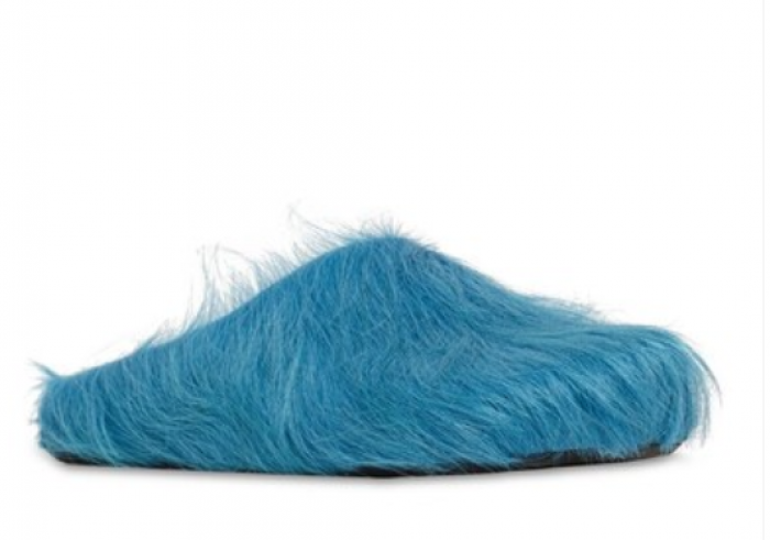 Ma*n1 textured calf hair clog slippers-white mr1