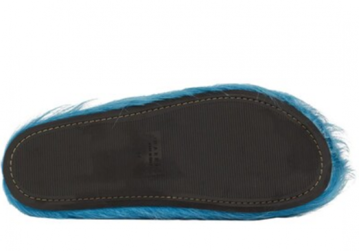 Ma*n1 textured calf hair clog slippers-white mr1
