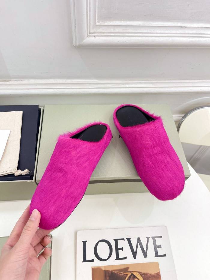 Ma*n1 fluffy open back slippers sbms004601p4122