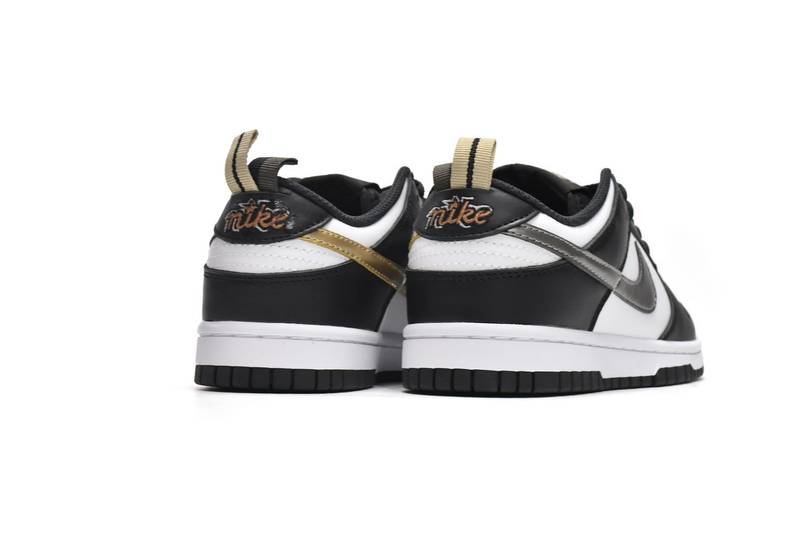 Nike Dunk Low Black White Metallic