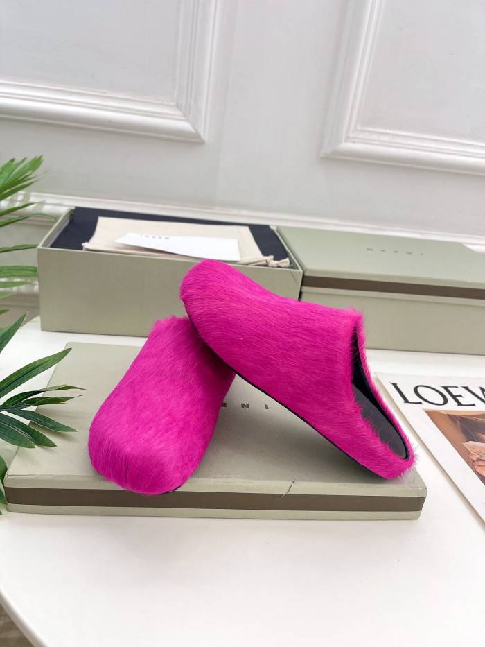 Ma*n1 fluffy open back slippers sbms004601p4122